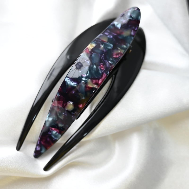 Prettyou Handmade Celluloid French Design Tortoise Shell Barrettes Side-slide Opening Duck Luxury Fashion Accessories Hair Clip Claw for Women (moonlight) - Image 3